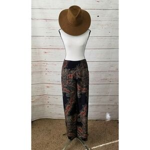 JOY HAN // high waist silky paisley wide leg pants